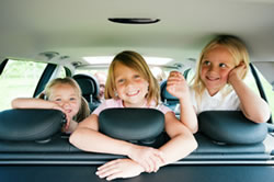 Happy kids in car